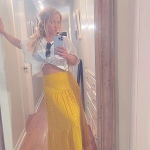 Yellow/mustard long bohemian style skirt.